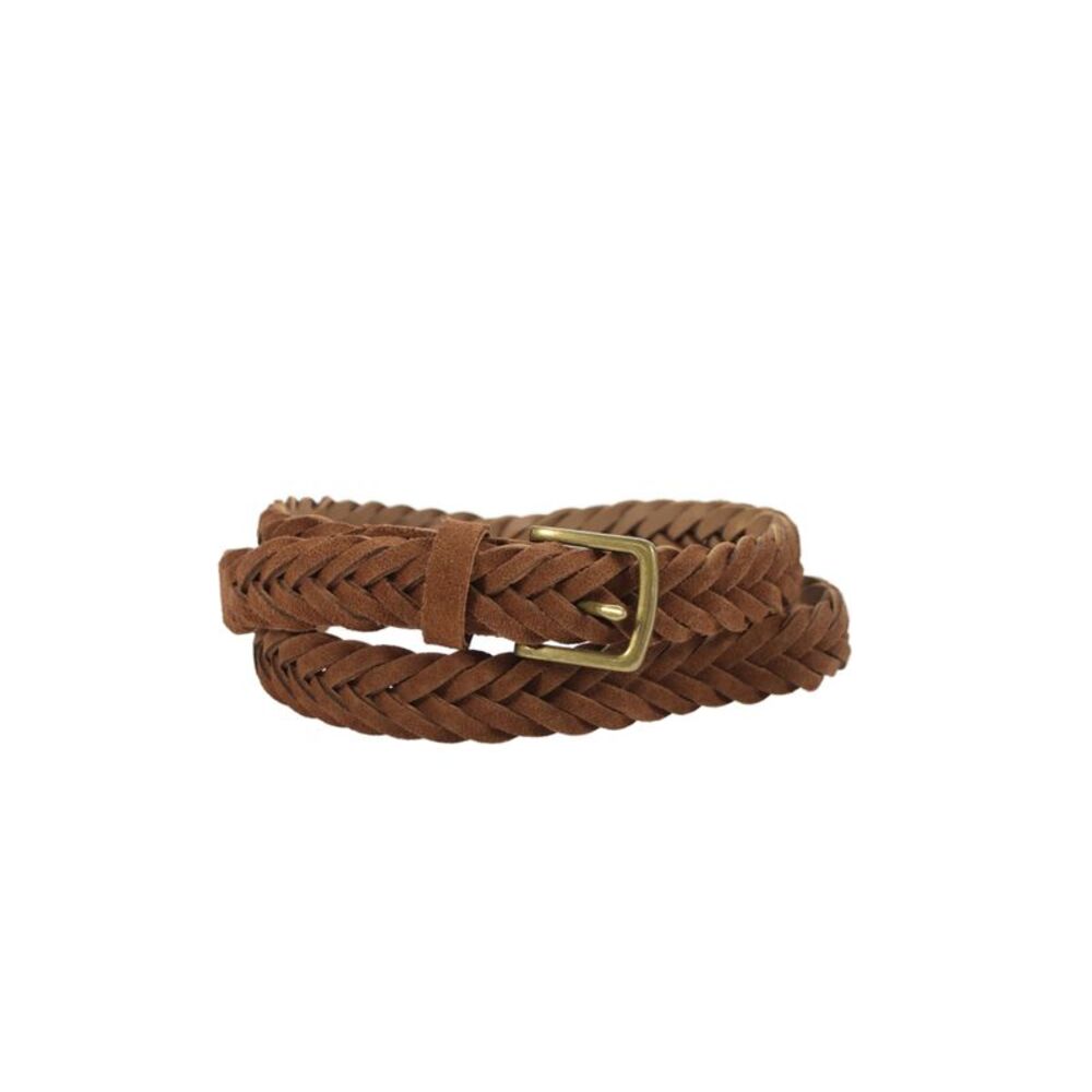 J Crew Womens Suede Woven Gold Tone Belt Brown Size Large